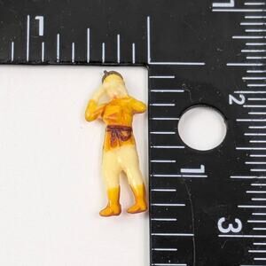 Vintage Celluloid Military Soldier Charm Japan Yellow Hand Painted Miniature